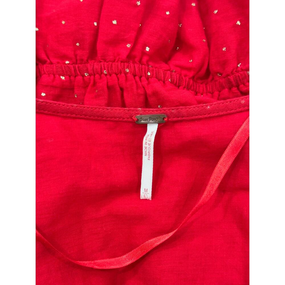 Free People Counting Stars Peasant Top Red Women's Medium Western Boho Festival - Picture 14 of 16